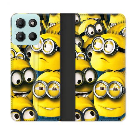 Housse cuir portefeuille Pour Motorola G15 Minions Groupe