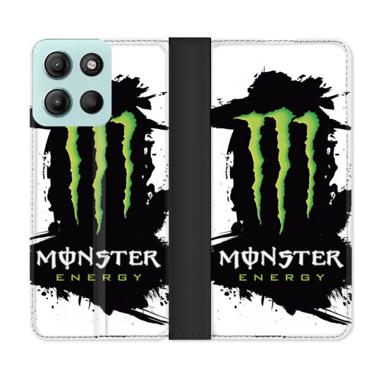 Housse cuir portefeuille Pour Motorola G15 Monster Energy Tache