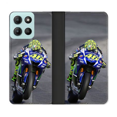 Housse cuir portefeuille Pour Motorola G15 Moto Course GP Wheeling 46
