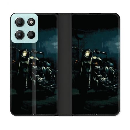 Housse cuir portefeuille Pour Motorola G15 Moto Harley Vintage