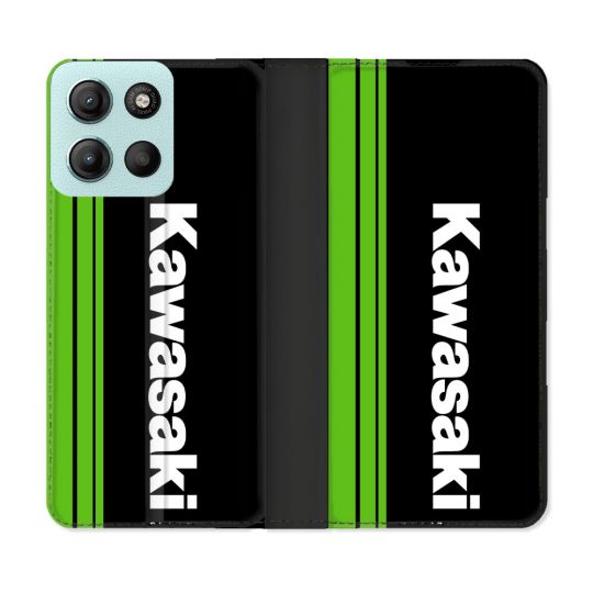 Housse cuir portefeuille Pour Motorola G15 Moto Kawasaki