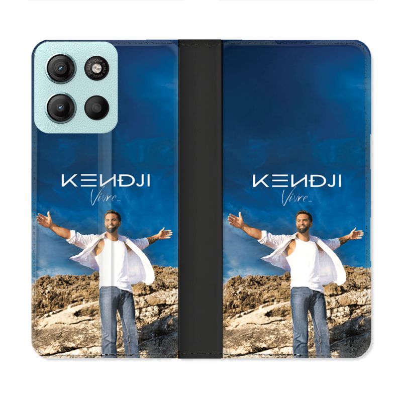 Housse cuir portefeuille Pour Motorola G15 Musique Kendji