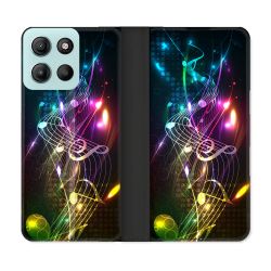 Housse cuir portefeuille Pour Motorola G15 Musique Partition Multicolore