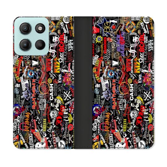 Housse cuir portefeuille Pour Motorola G15 Musique Rock Groupe