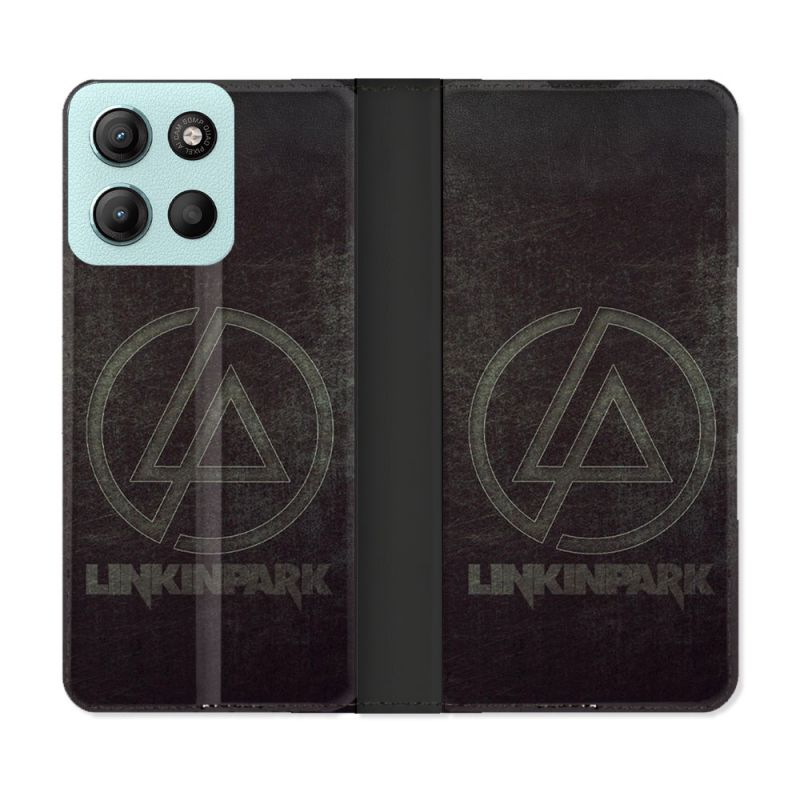 Housse cuir portefeuille Pour Motorola G15 Musique Rock Linkin Park