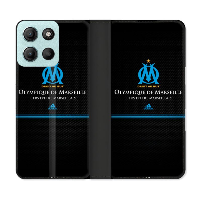 Housse cuir portefeuille Pour Motorola G15 Olympique Marseille OM Fier etre Marseillais