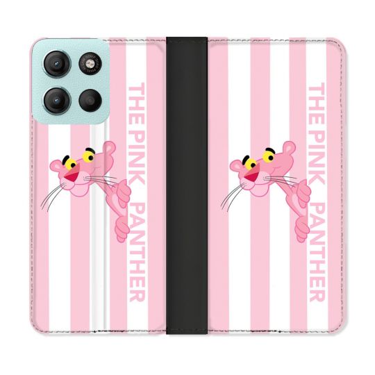 Housse cuir portefeuille Pour Motorola G15 Panthere Rose