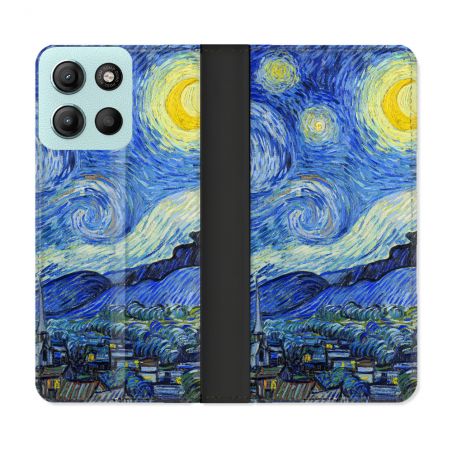Housse cuir portefeuille Pour Motorola G15 Peinture La nuit étoilée