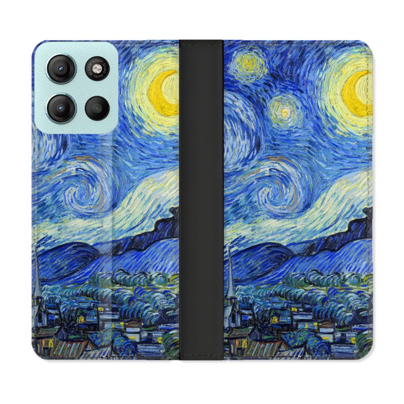 Housse cuir portefeuille Pour Motorola G15 Peinture La nuit étoilée