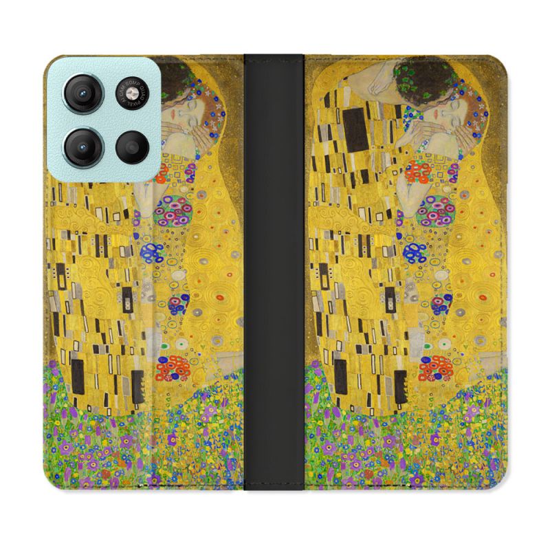 Housse cuir portefeuille Pour Motorola G15 Peinture Le Baiser