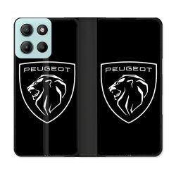 Housse cuir portefeuille Pour Motorola G15 Peugeot