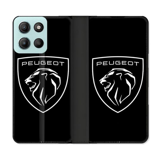 Housse cuir portefeuille Pour Motorola G15 Peugeot