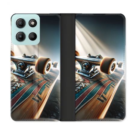 Housse cuir portefeuille Pour Motorola G15 Planche Skate