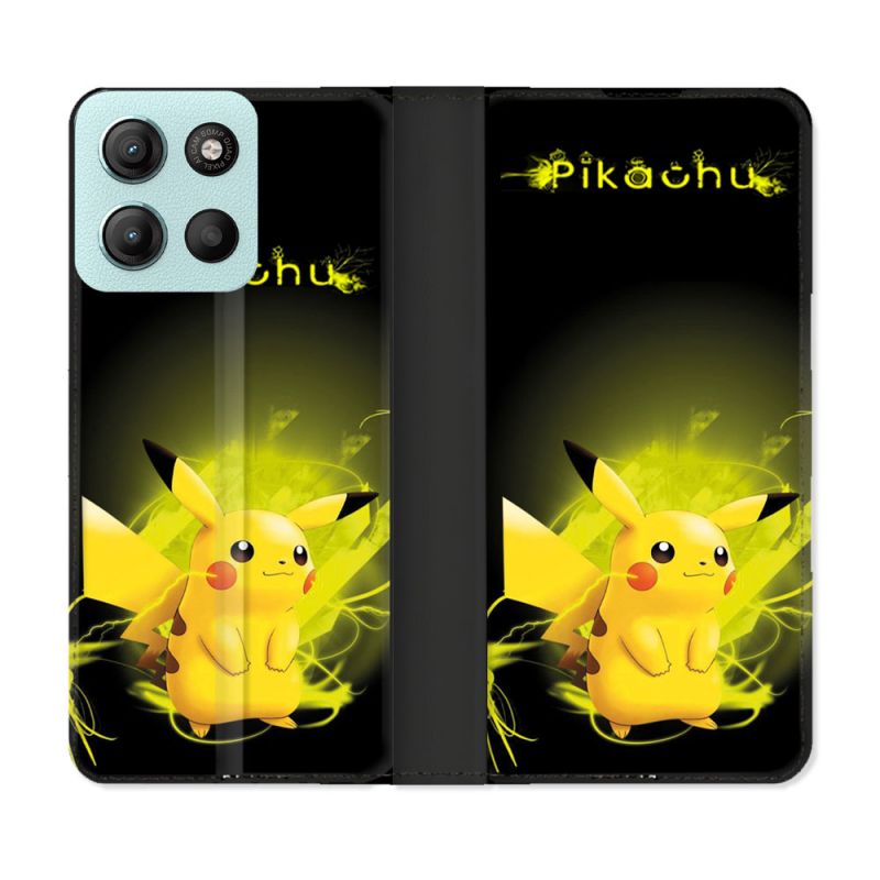Housse cuir portefeuille Pour Motorola G15 Pokemon Pikachu Eclair