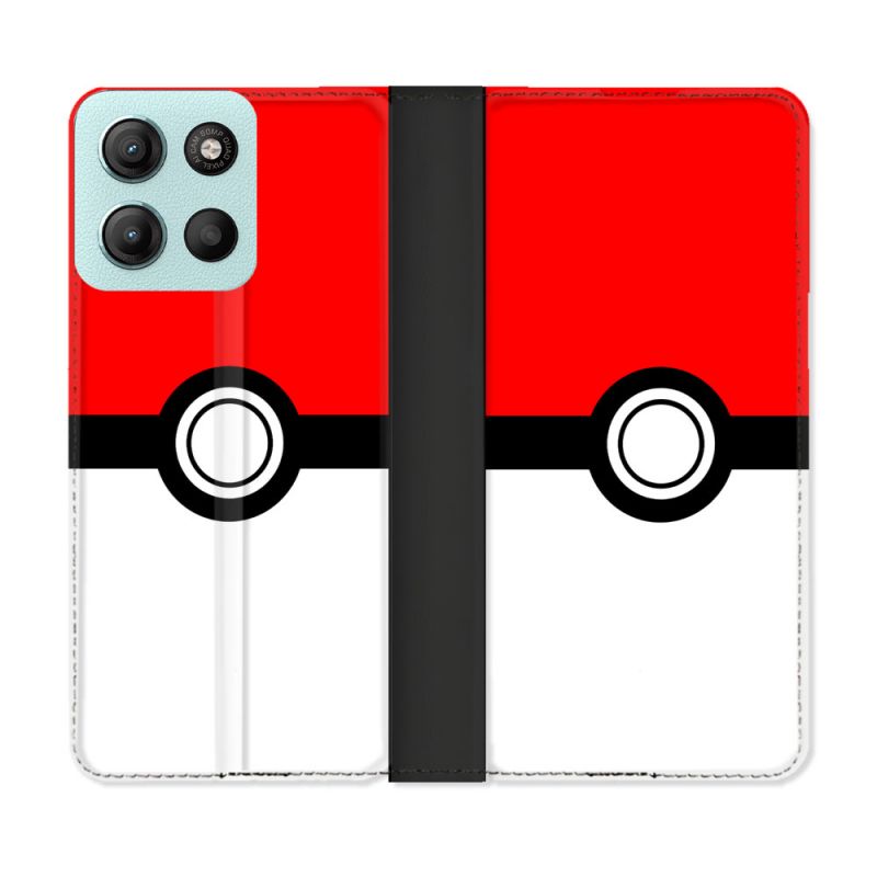 Housse cuir portefeuille Pour Motorola G15 Pokemon Pokeball