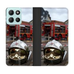 Housse cuir portefeuille Pour Motorola G15 Pompier Casque Camion