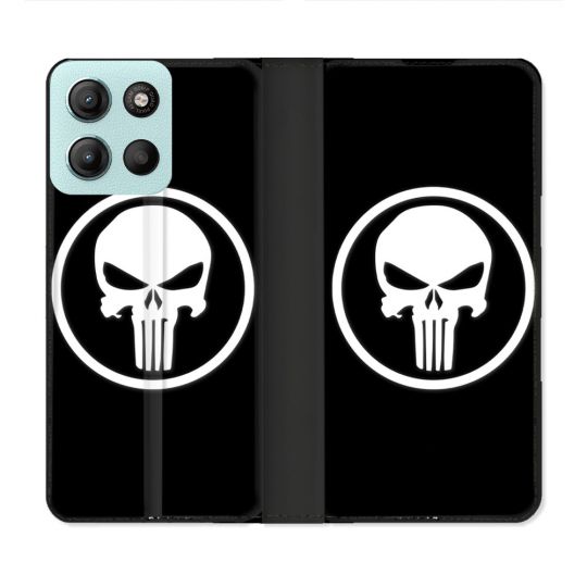 Housse cuir portefeuille Pour Motorola G15 Punisher