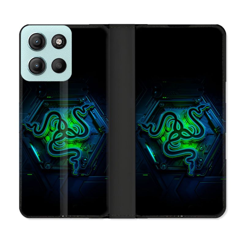 Housse cuir portefeuille Pour Motorola G15 Razer