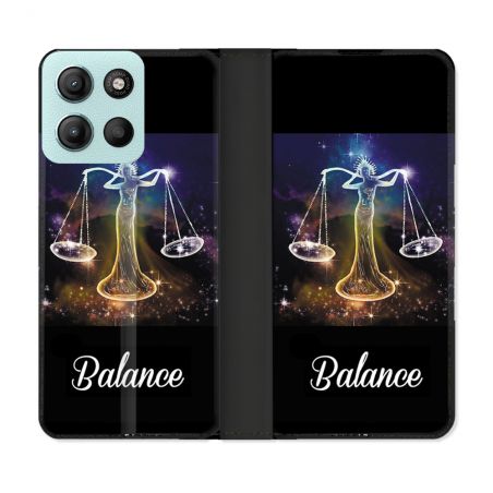 Housse cuir portefeuille Pour Motorola G15 Signe Zodiaque 2 Balance