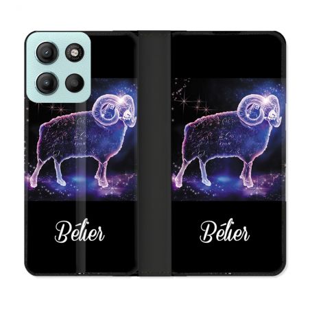Housse cuir portefeuille Pour Motorola G15 Signe Zodiaque 2 Bélier