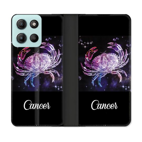 Housse cuir portefeuille Pour Motorola G15 Signe Zodiaque 2 Cancer