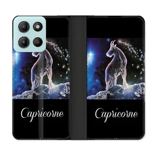 Housse cuir portefeuille Pour Motorola G15 Signe Zodiaque 2 Capricorne