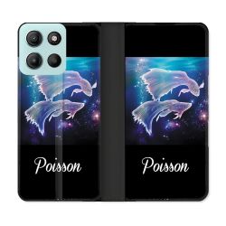Housse cuir portefeuille Pour Motorola G15 Signe Zodiaque 2 Poisson