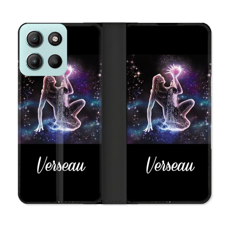 Housse cuir portefeuille Pour Motorola G15 Signe Zodiaque 2 Verseau