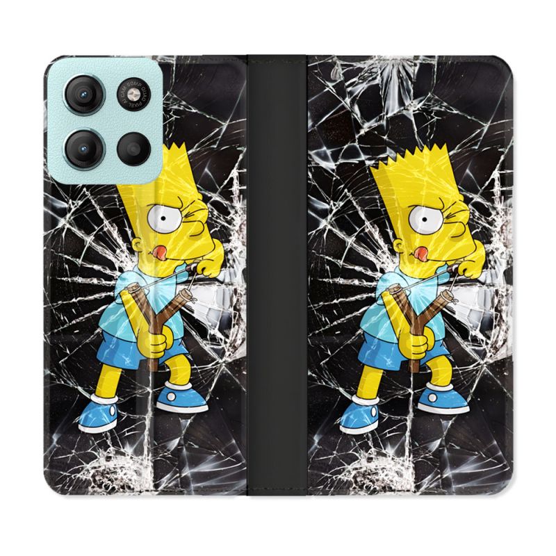 Housse cuir portefeuille Pour Motorola G15 Simpson Bart