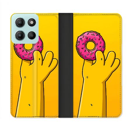 Housse cuir portefeuille Pour Motorola G15 Simpson Donuts