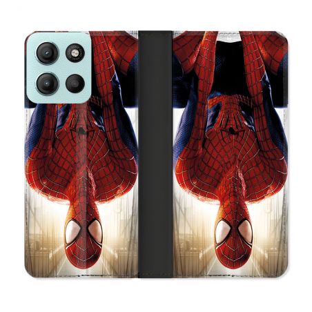 Housse cuir portefeuille Pour Motorola G15 Spiderman Invers