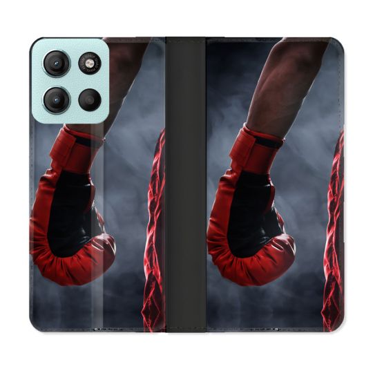 Housse cuir portefeuille Pour Motorola G15 Sport Boxe Gant Rouge