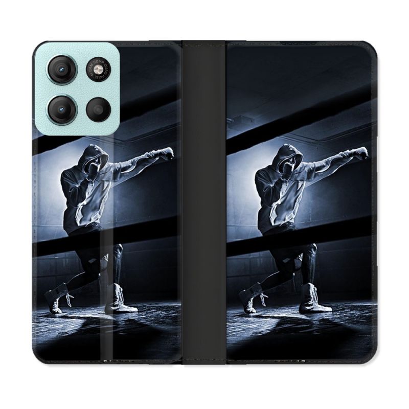 Housse cuir portefeuille Pour Motorola G15 Sport Boxe Poing