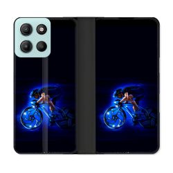 Housse cuir portefeuille Pour Motorola G15 Sport Cyclisme Bleu