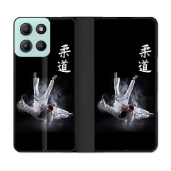 Housse cuir portefeuille Pour Motorola G15 Sport Judo Noir