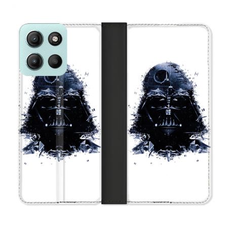 Housse cuir portefeuille Pour Motorola G15 Star Wars - Dark Vador Blanc