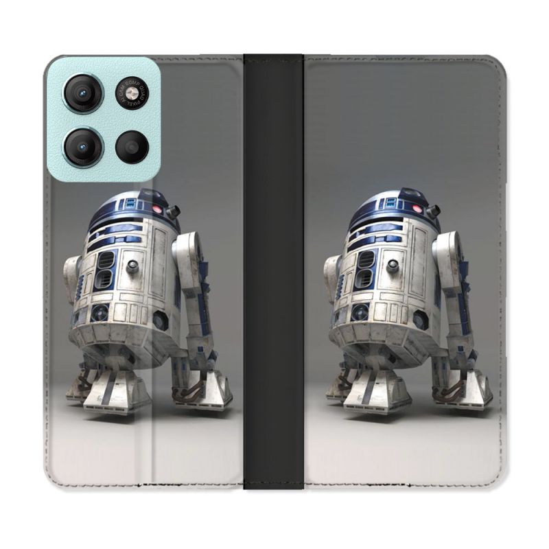 Housse cuir portefeuille Pour Motorola G15 Star Wars - R2D2