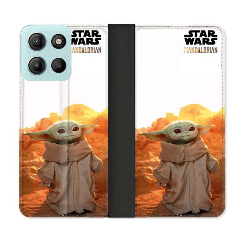 Housse cuir portefeuille Pour Motorola G15 Star Wars - Yoda bebe soleil