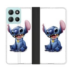Housse cuir portefeuille Pour Motorola G15 Stitch Blanc