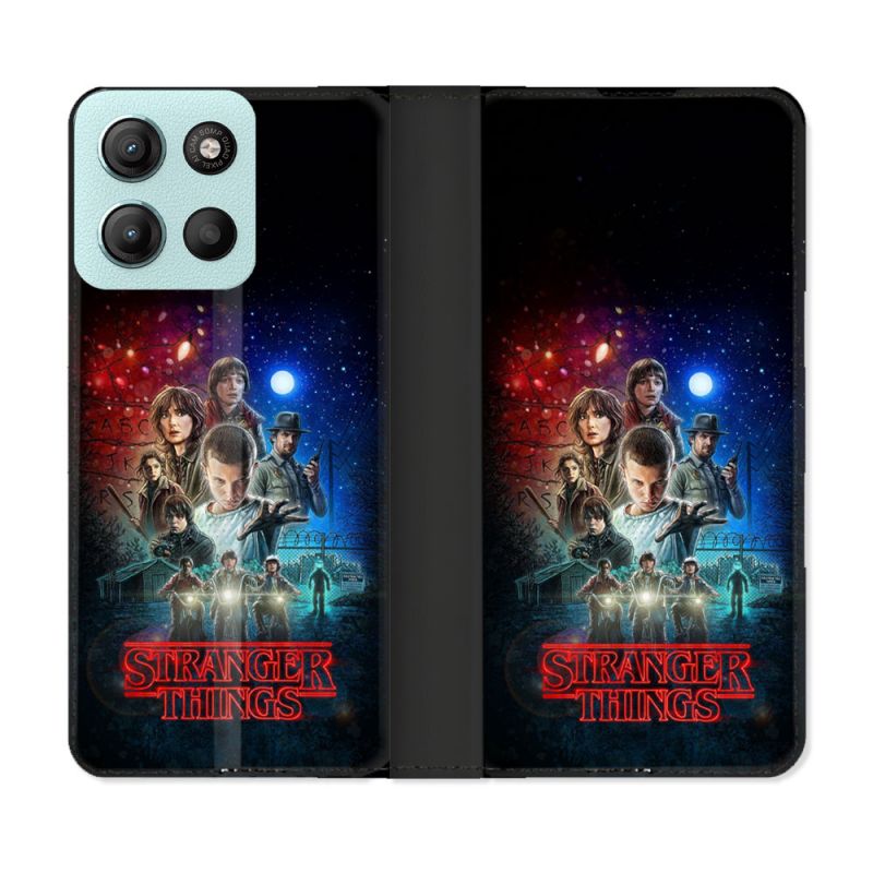 Housse cuir portefeuille Pour Motorola G15 Stranger Things Affiche 1