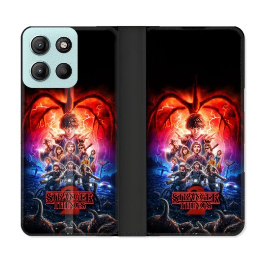 Housse cuir portefeuille Pour Motorola G15 Stranger Things Affiche 2