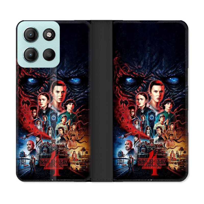 Housse cuir portefeuille Pour Motorola G15 Stranger Things Affiche 4