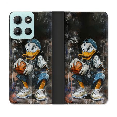 Housse cuir portefeuille Pour Motorola G15 Street Art Donald Duck