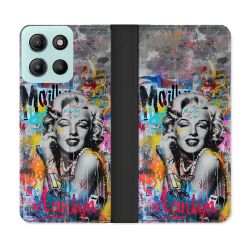 Housse cuir portefeuille Pour Motorola G15 Street Art Maryline Monroe