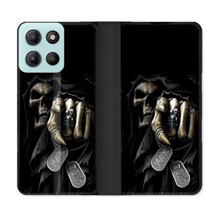 Housse cuir portefeuille Pour Motorola G15 Tete de Mort Your Next