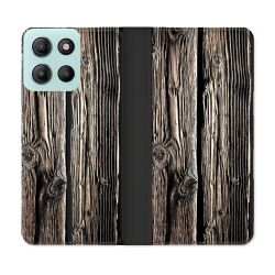 Housse cuir portefeuille Pour Motorola G15 Texture Bois