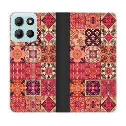 Housse cuir portefeuille Pour Motorola G15 Texture Carreau Ciment Rouge