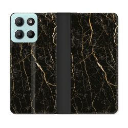 Housse cuir portefeuille Pour Motorola G15 Texture Marbre Noir