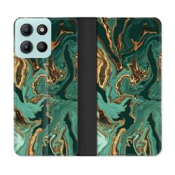 Housse cuir portefeuille Pour Motorola G15 Texture Marbre Vert