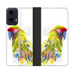 Housse cuir portefeuille Pour Motorola G35 5G Animal Perroquet Jaune